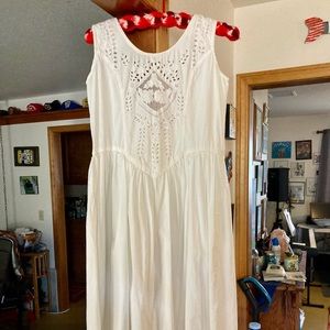 Vintage white cotton midi dress